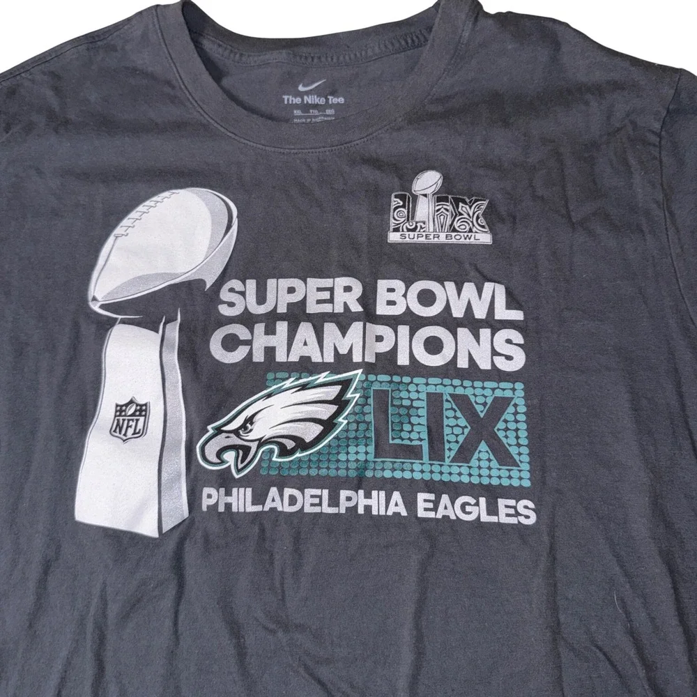 Nike Philadelphia Eagles T-Shirt‎ XXL Gray Super Bowl LIX Champions Graphic Tee